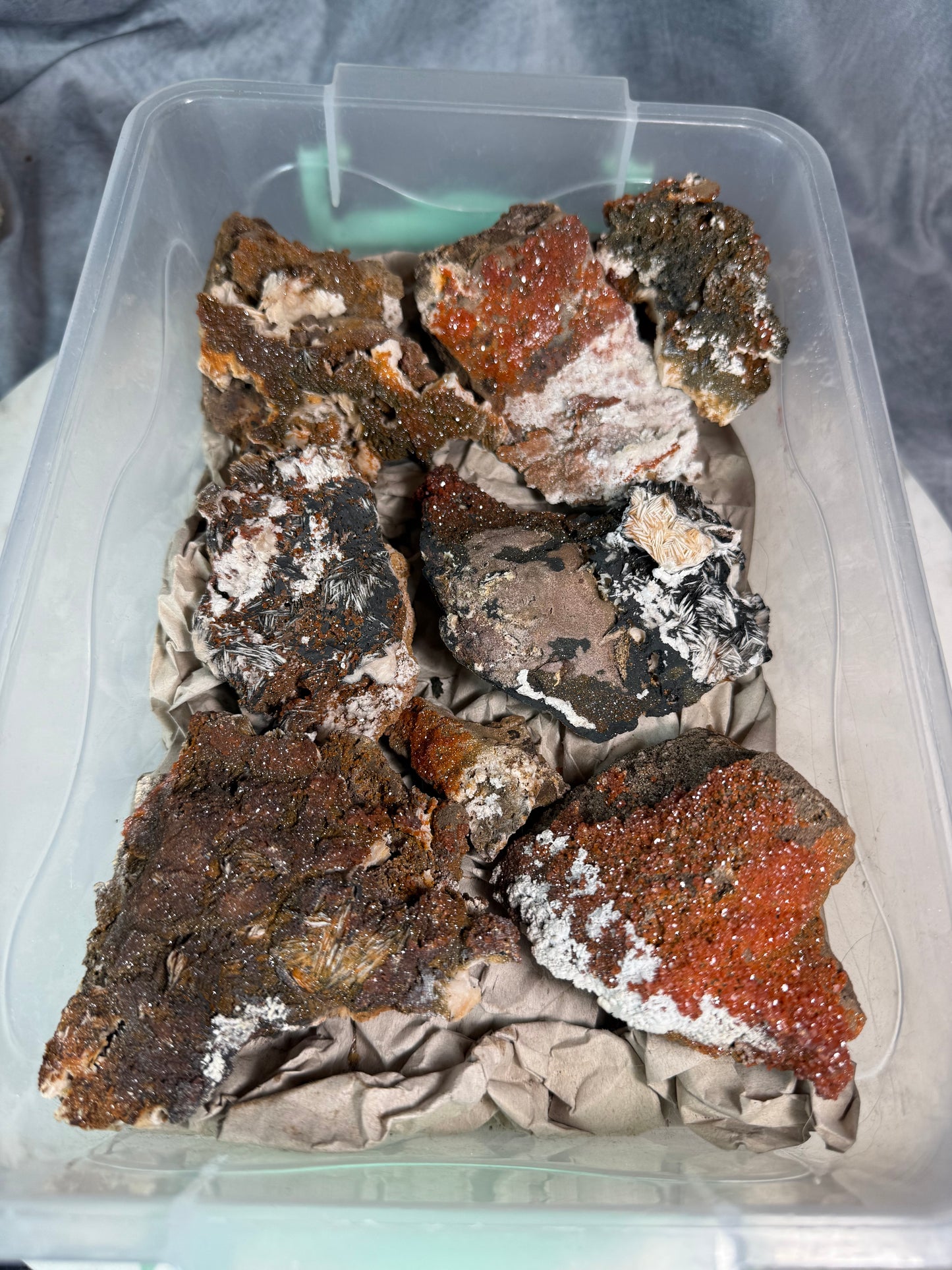 Wholesale lot Vanadinite with rare green color.