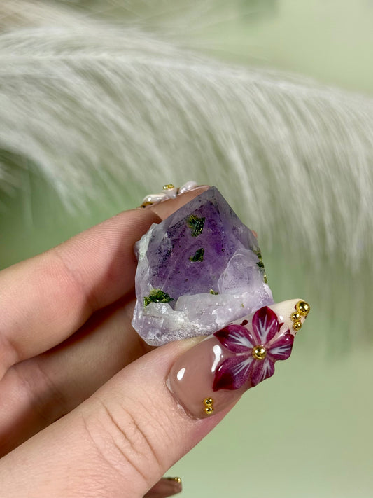 Strawberry super 7 amethyst with epidote.