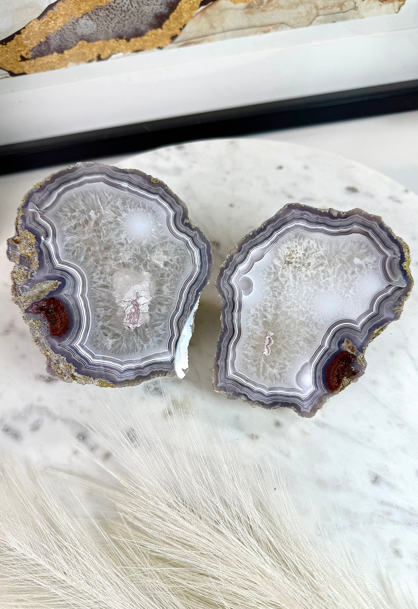 3 pound blue grey Laguna Agate with red Carnelian.