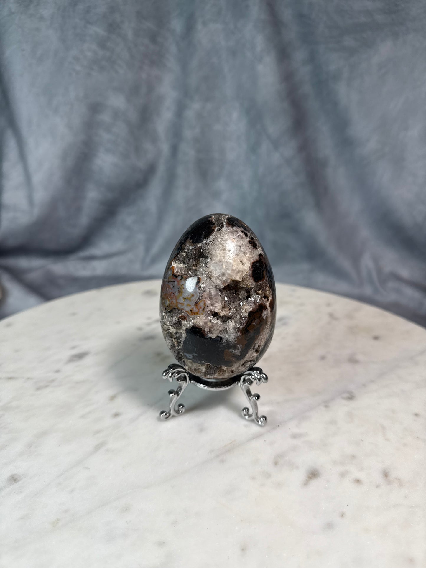 Black Jasper druzy egg.