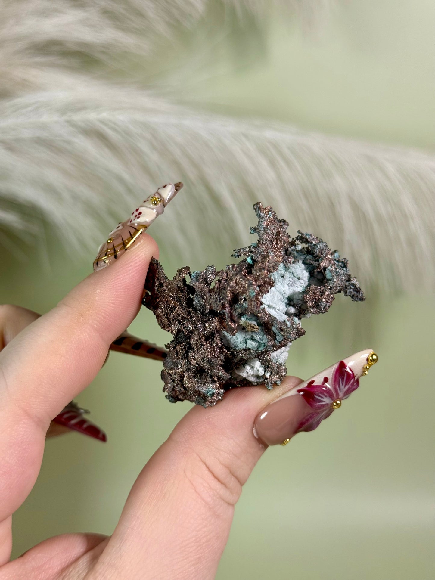 Copper with malachite.