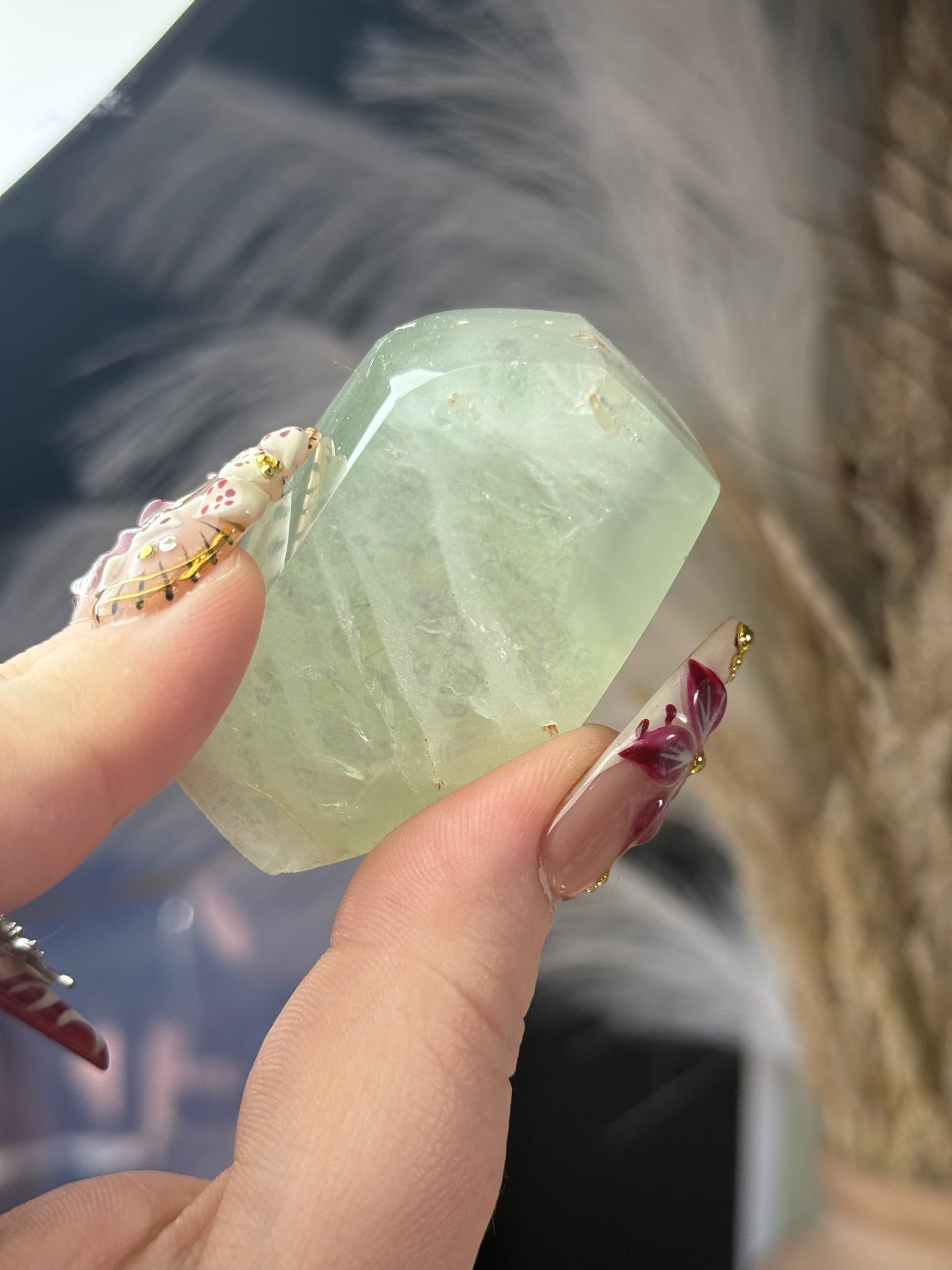Rainbow filled Aquamarine freeform from Brazil.