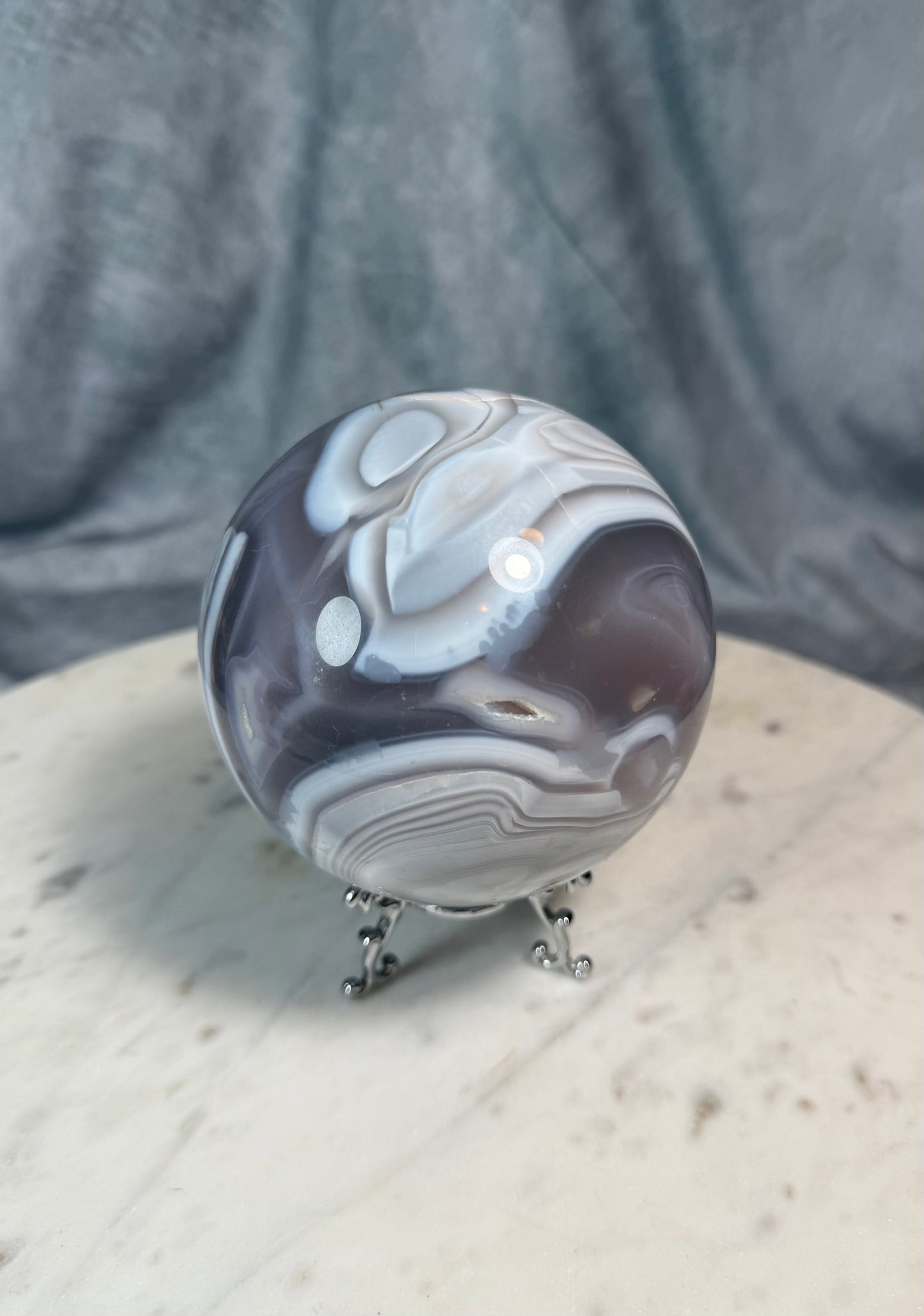 Banded Agate sphere. (Repair.)