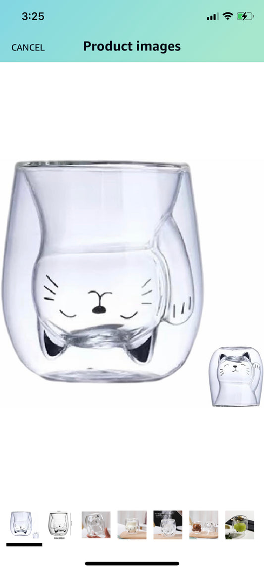 Glass Kitty Cup