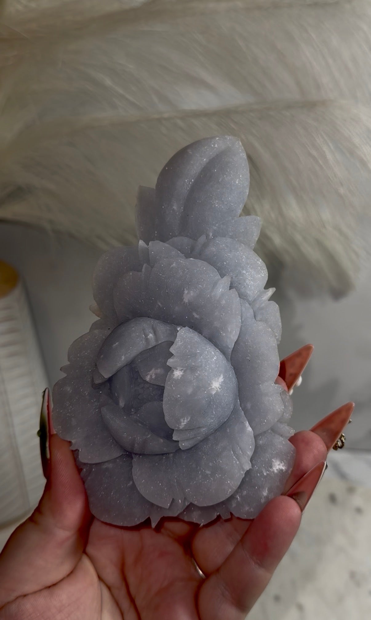 Sparkly snowflake angelite peony.