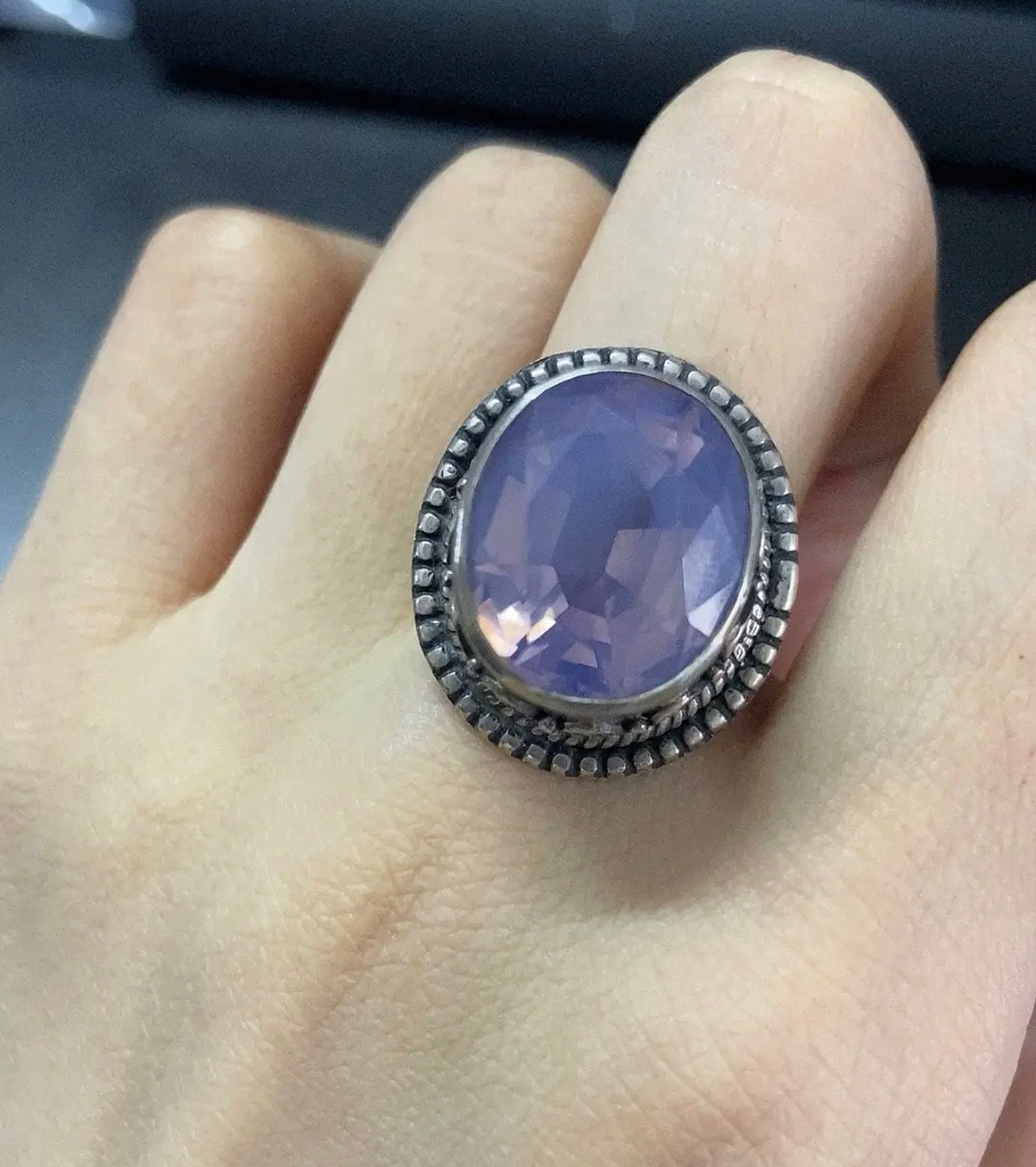 Statement sterling silver lavender moon Quartz ring high quality adjustable