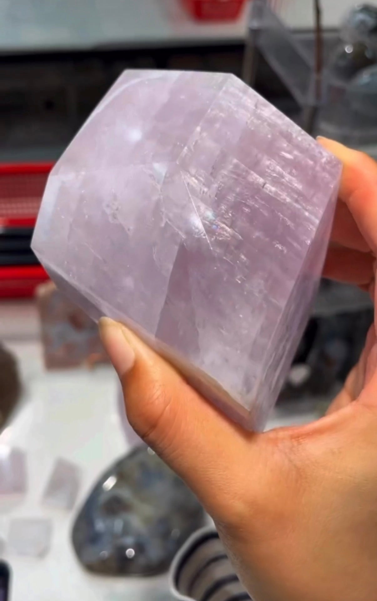 Polished purple calcite from Madagascar.