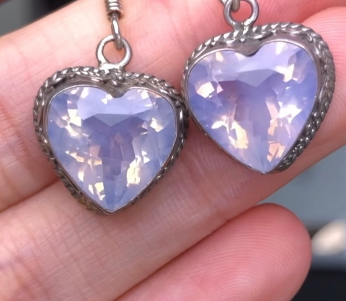 PRE ORDER Sterling silver faceted lavender moon Quartz earrings. (Only one pair!)