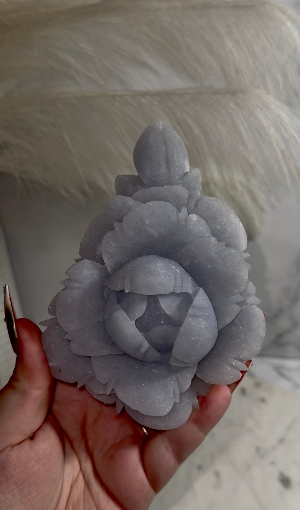 Sparkly snowflake angelite peony.
