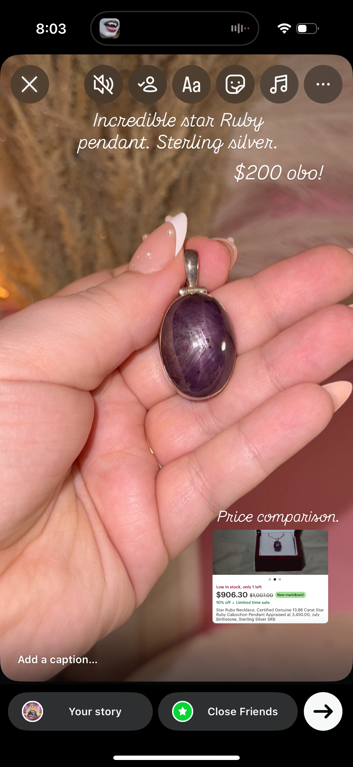 Star Ruby pendant