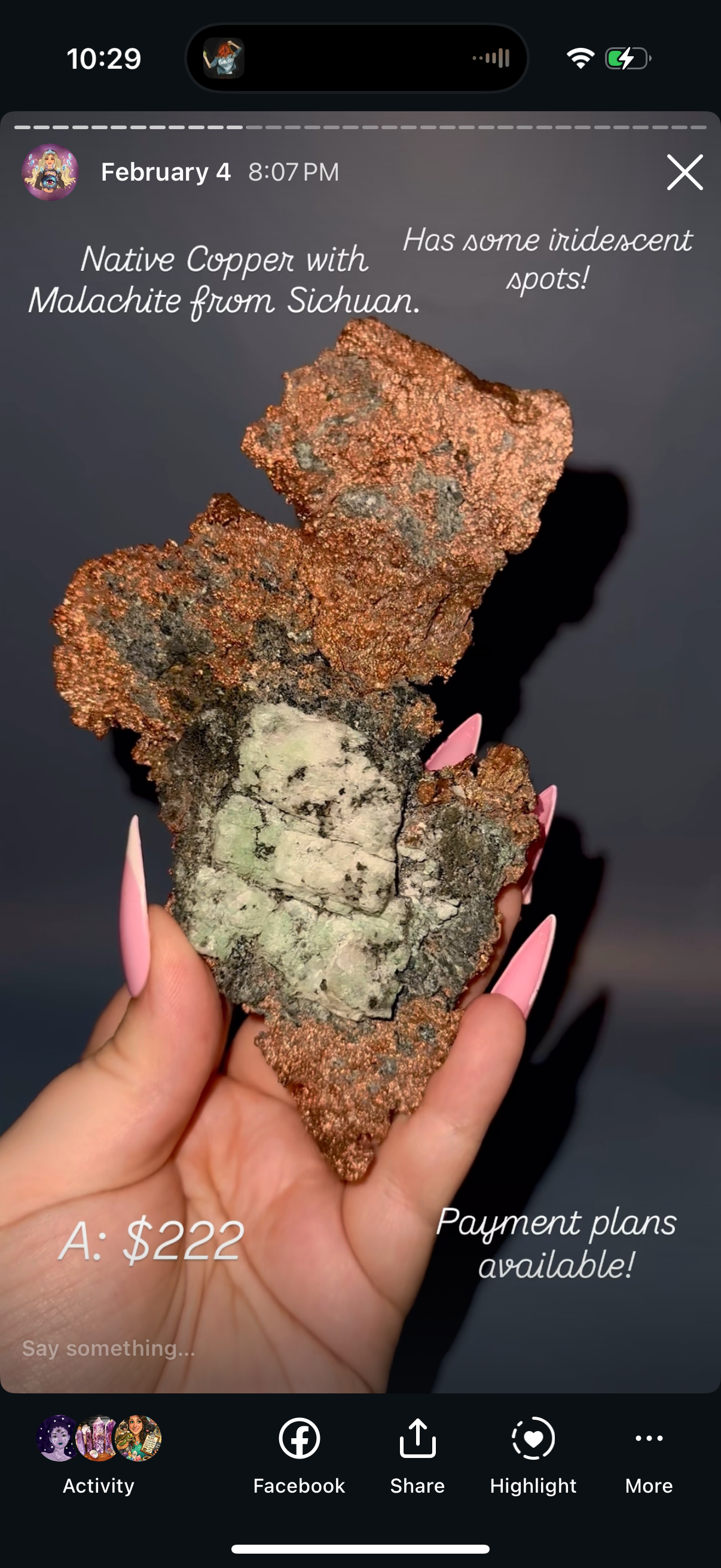 Copper with malachite