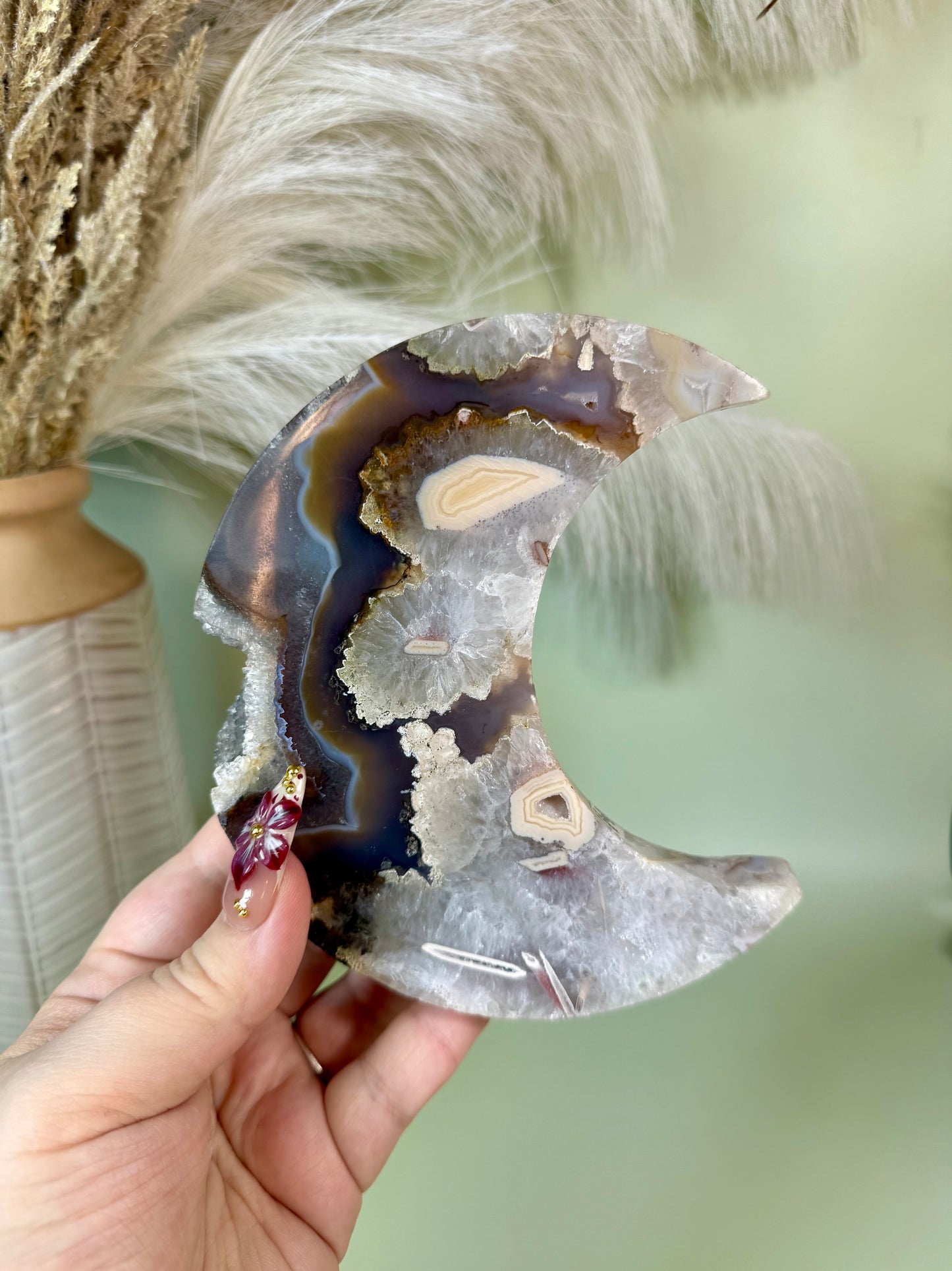 Large Brazil Agate moon.