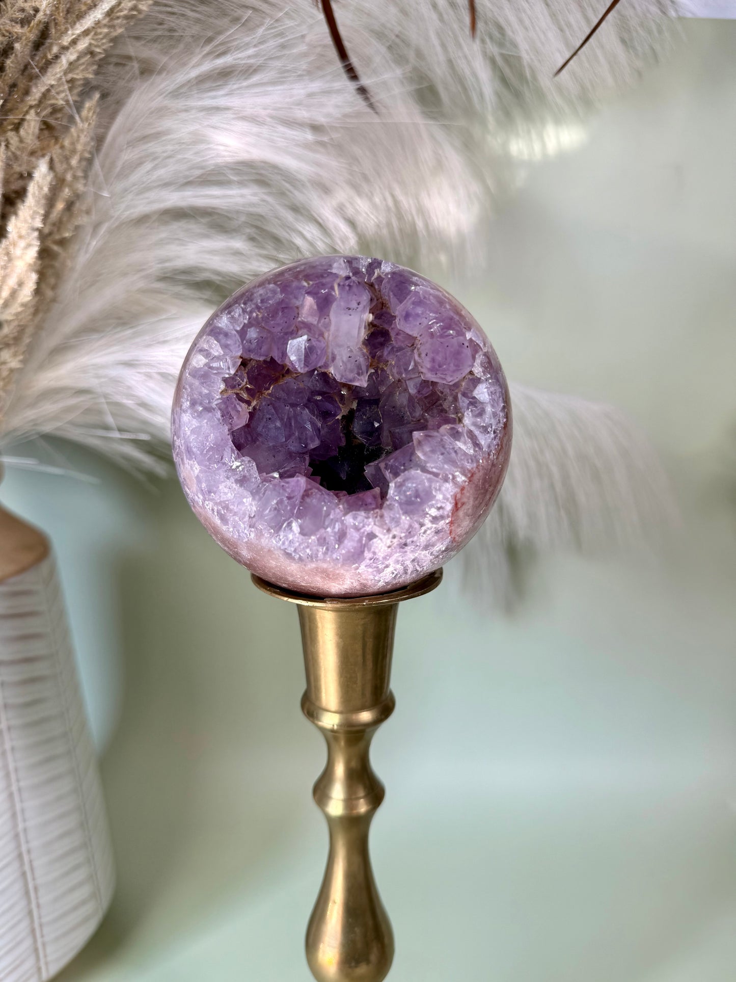 High quality mauve Pink Amethyst sphere.