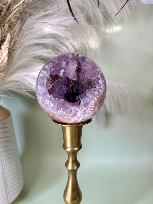 High quality mauve Pink Amethyst sphere.