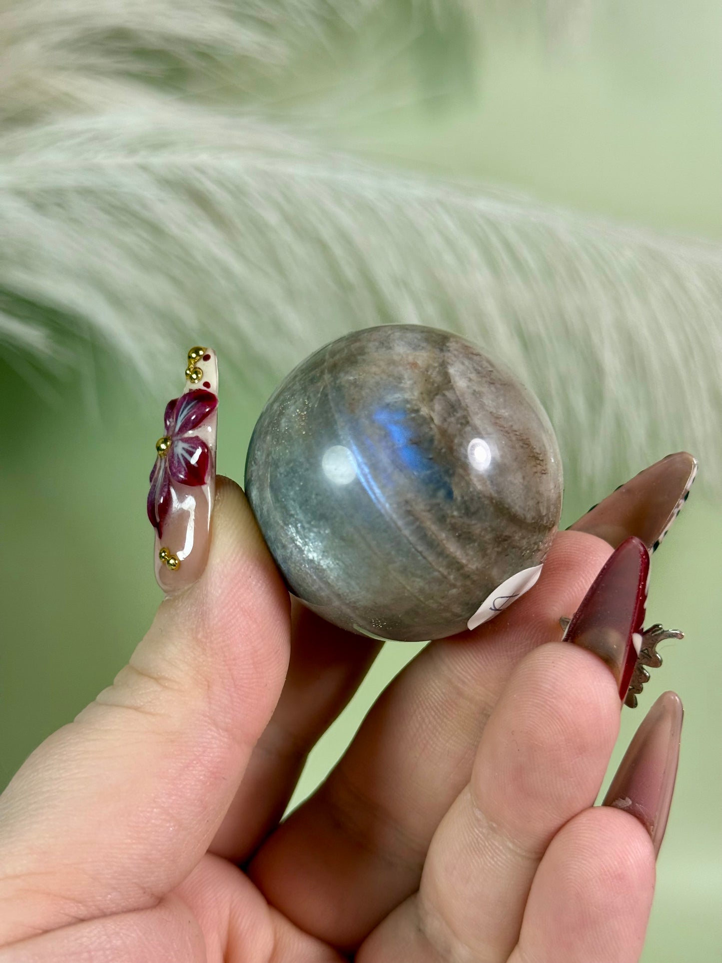 Belomorite moonstone sunstone spheres.