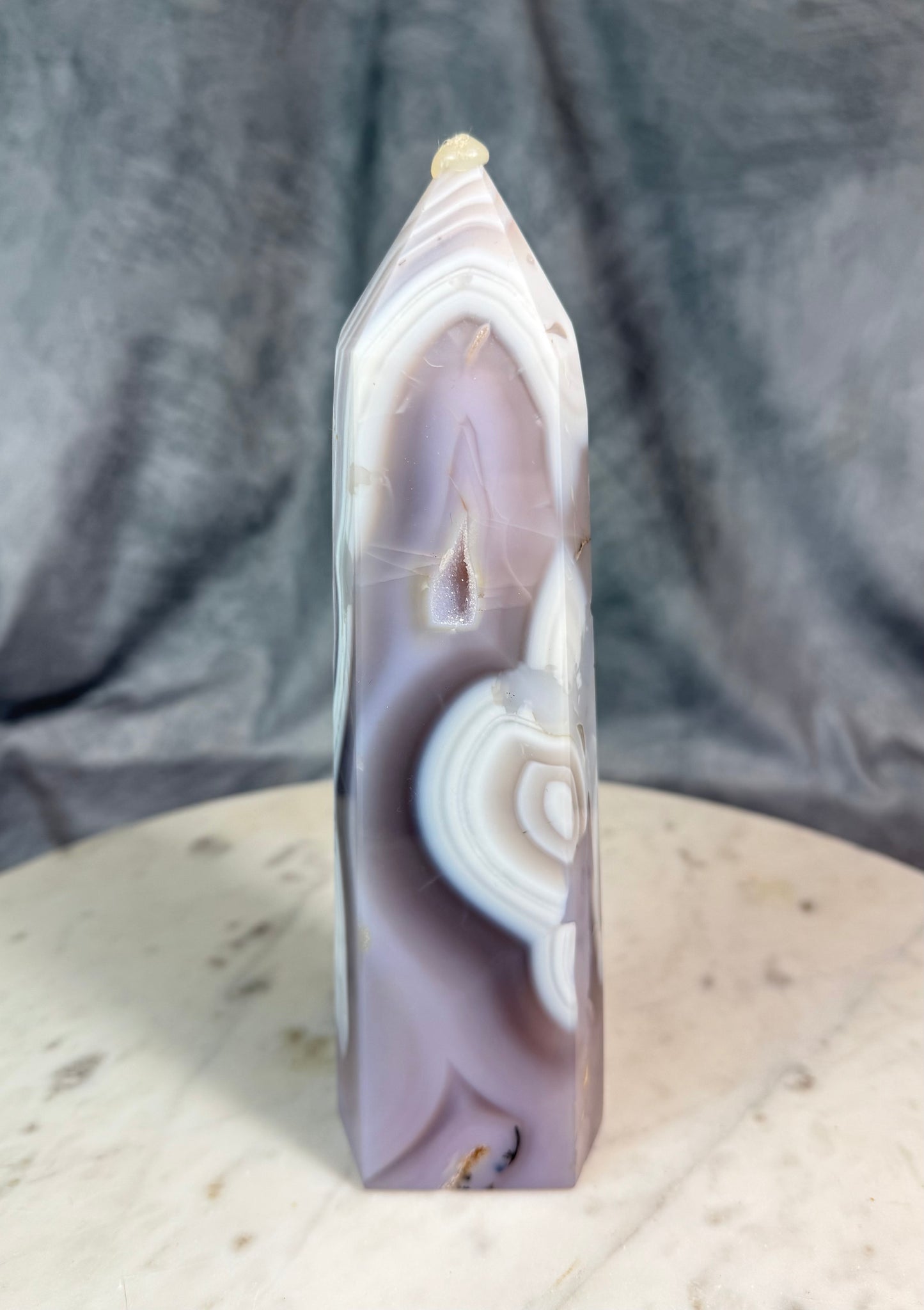 Pink banded Agate tower.