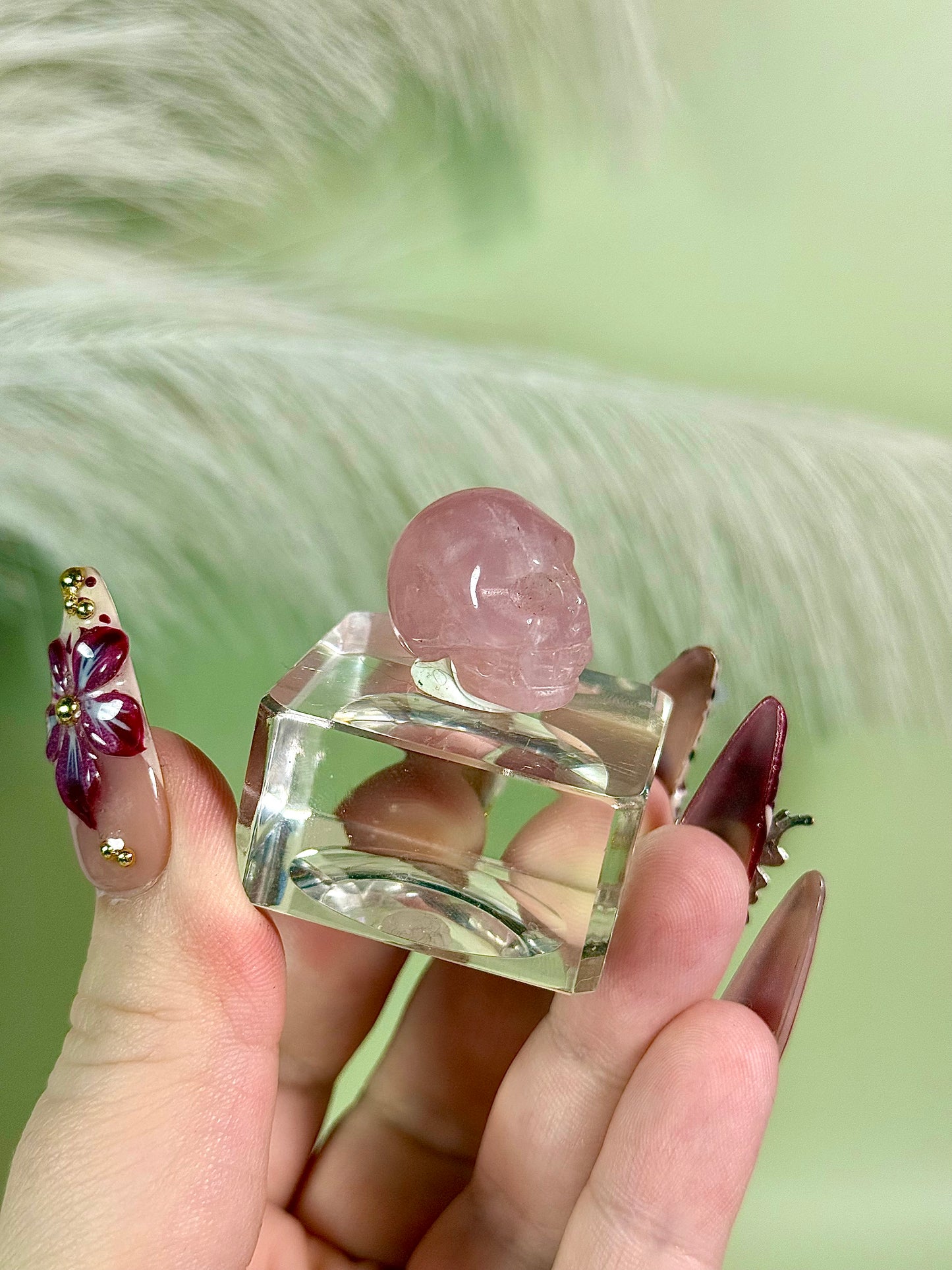 Mozambique star rose Quartz fairy skull.