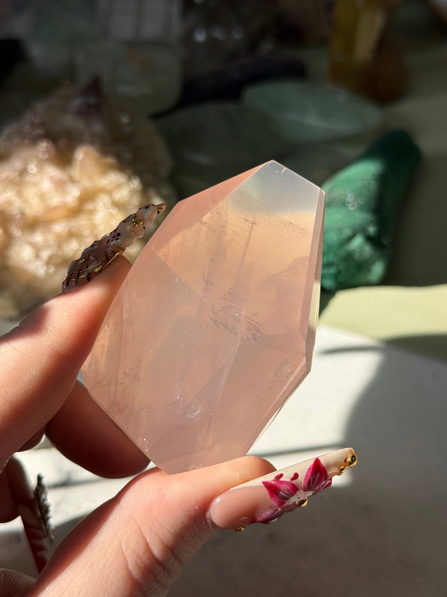 Mozambique rose Quartz gem.