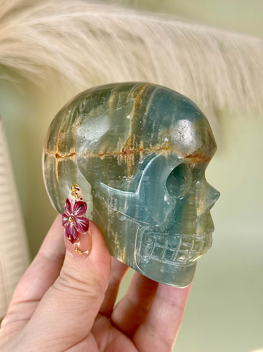 Blue onyx calcite skull.