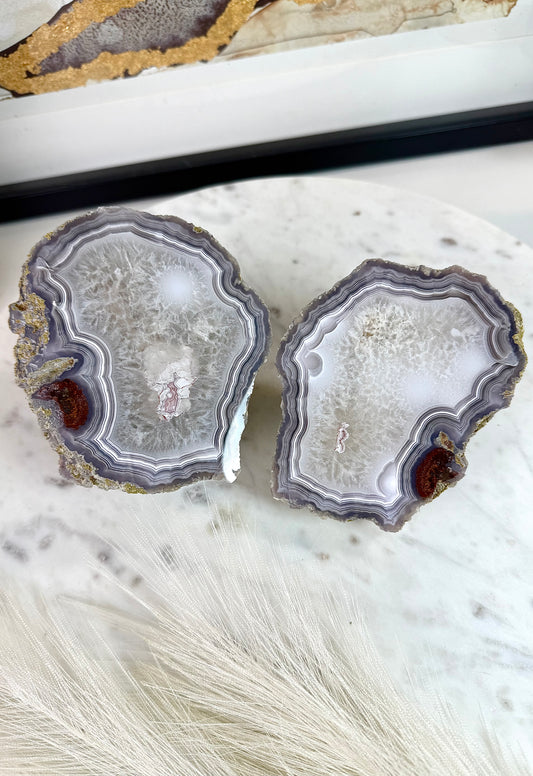 3 pound blue grey Laguna Agate with red Carnelian.