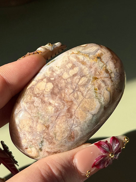 Flower Agate Palm Stone.