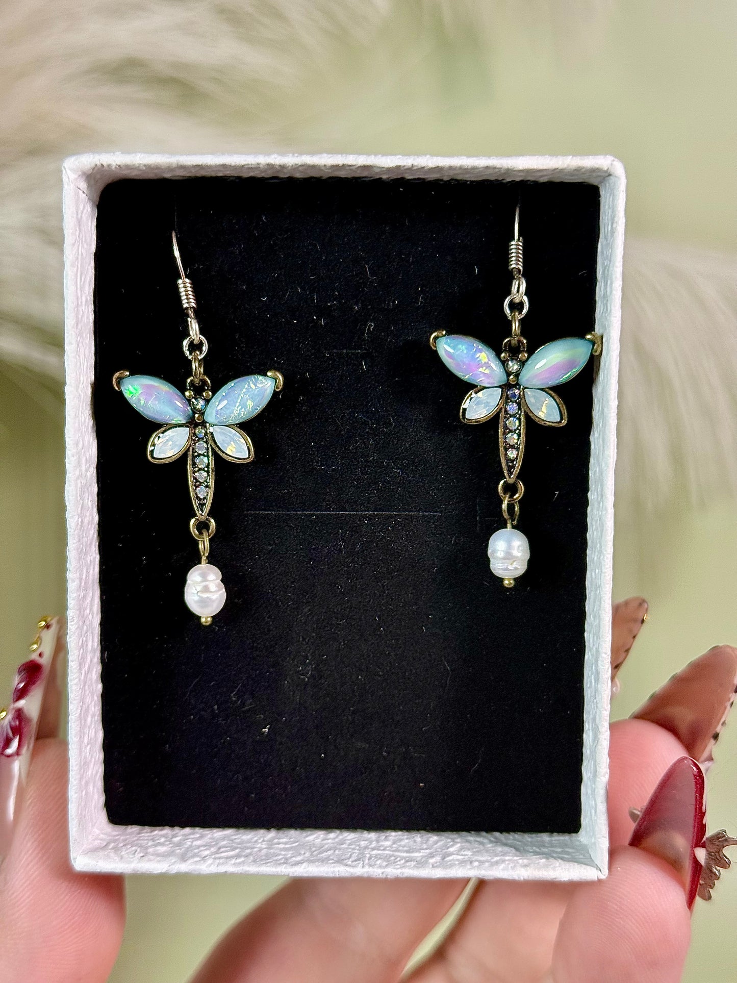 Dragonfly earrings.