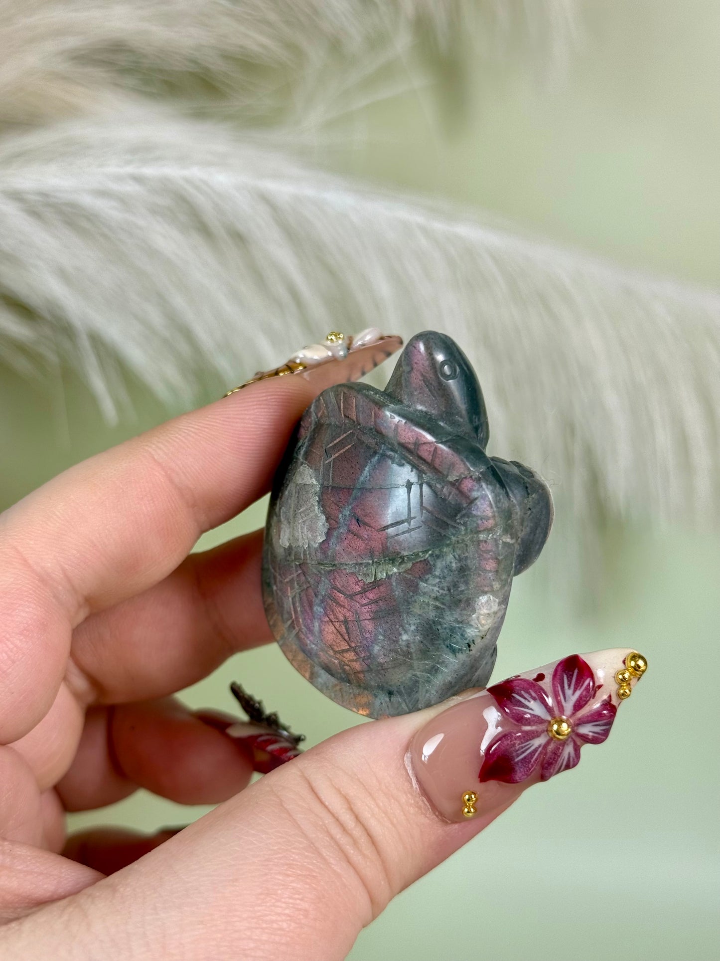 Pink  Labradorite turtle.