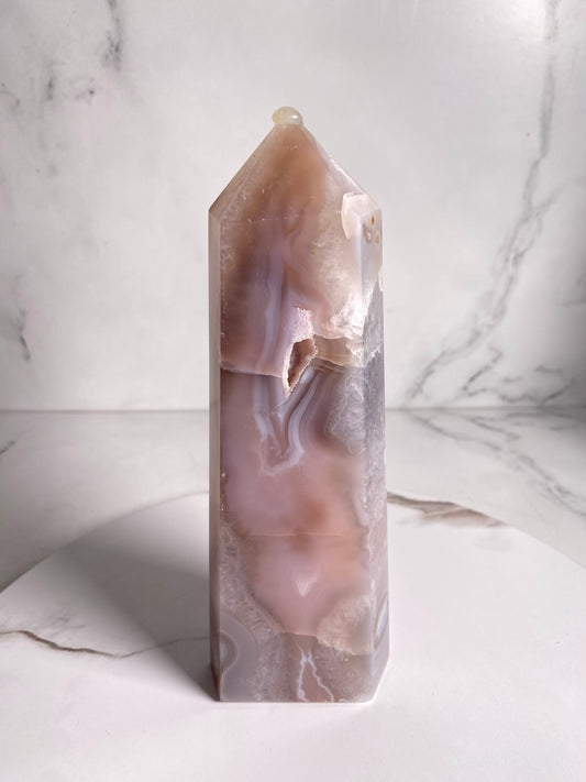 Pink jelly agate tower G