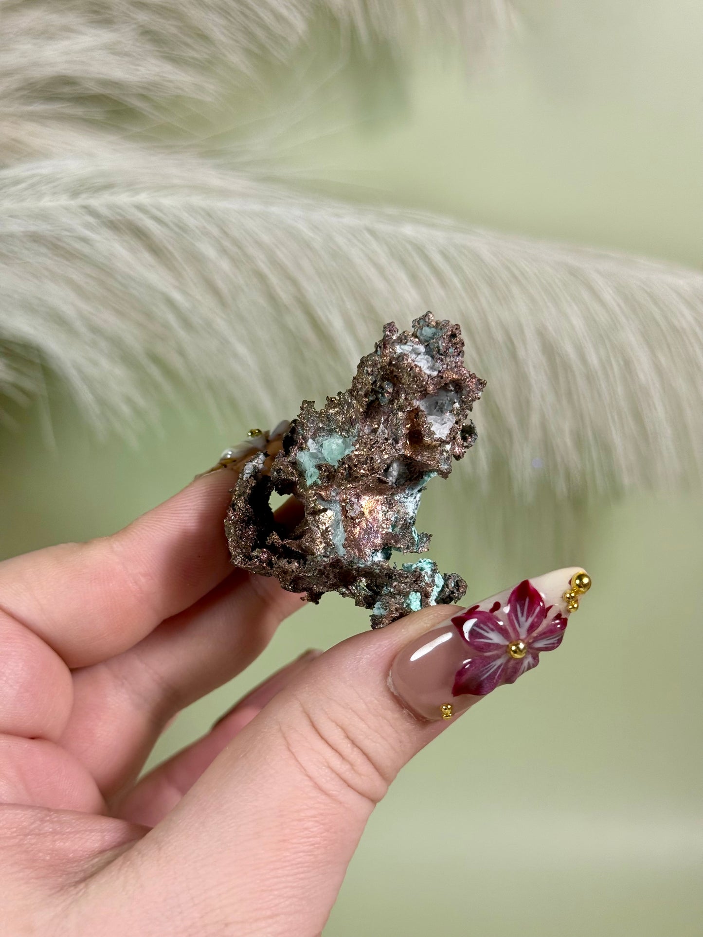 Copper with malachite.
