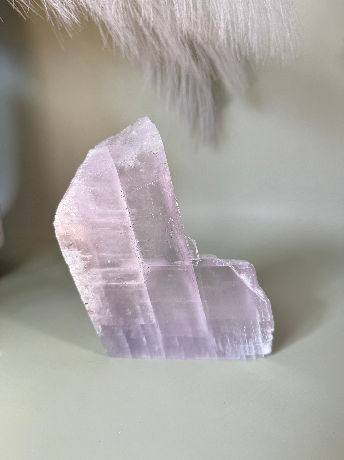 Raw lavender calcite from Madagascar.