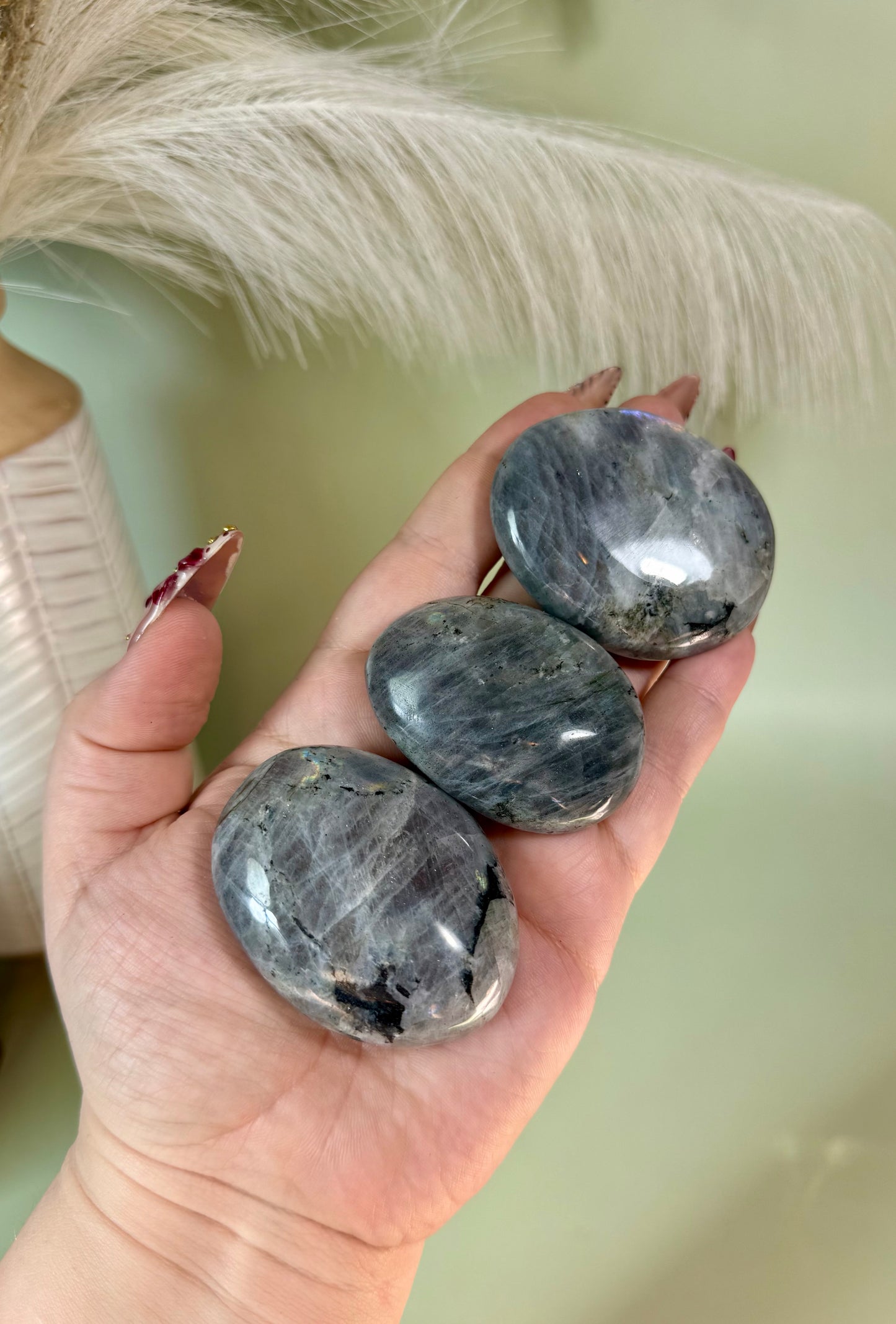 Purple labradorite palms bundle of 3.