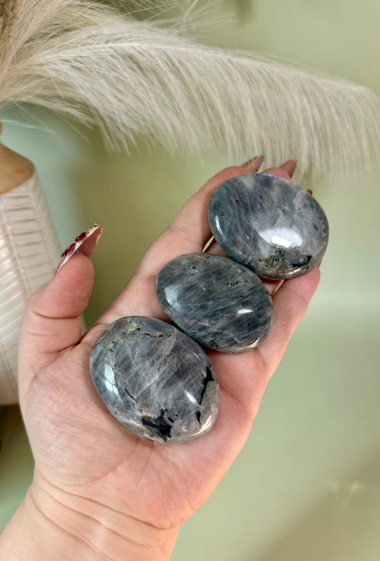 Purple labradorite palms bundle of 3.