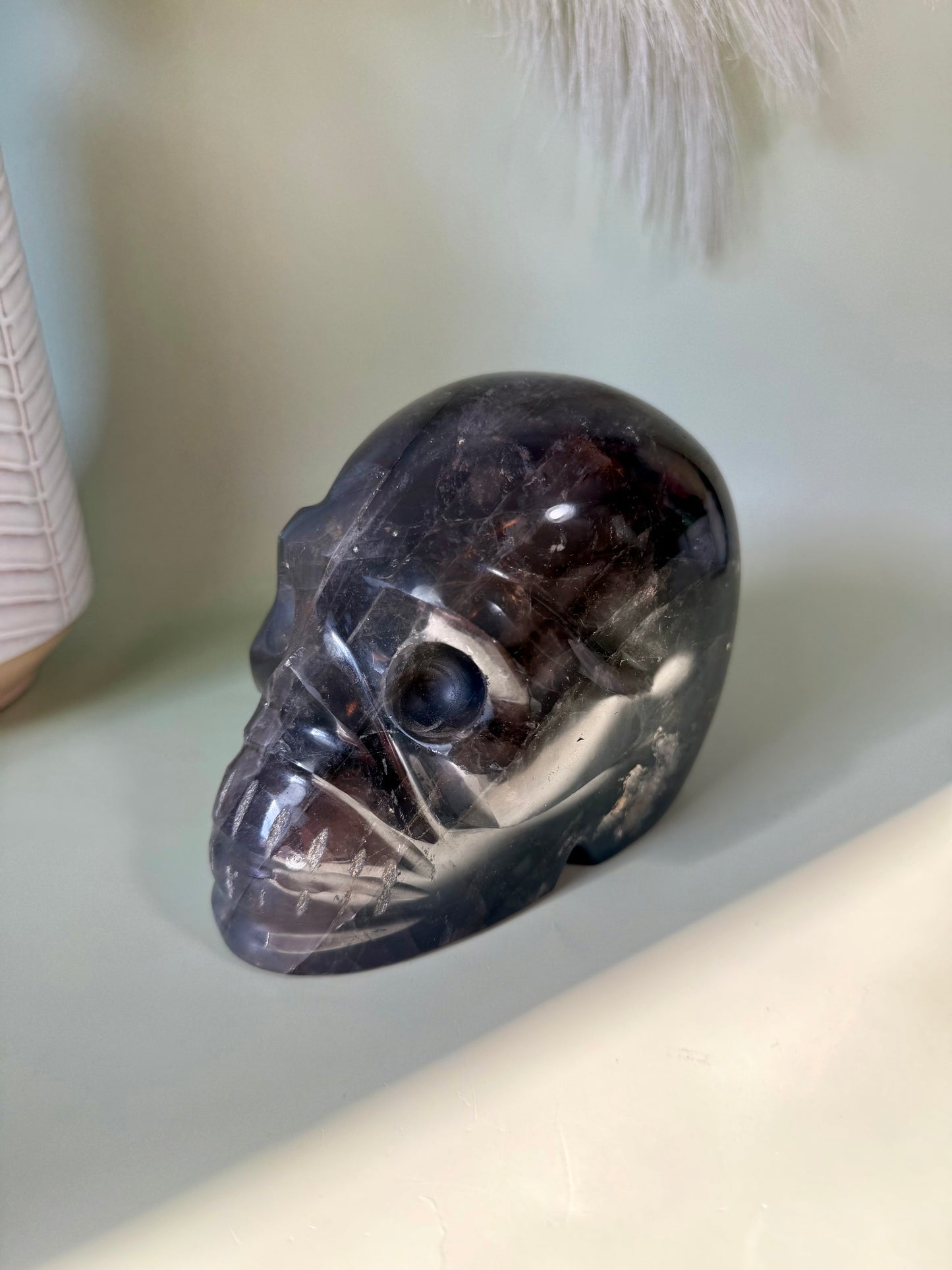 Large star blue rose Quartz skull. 5 lbs.