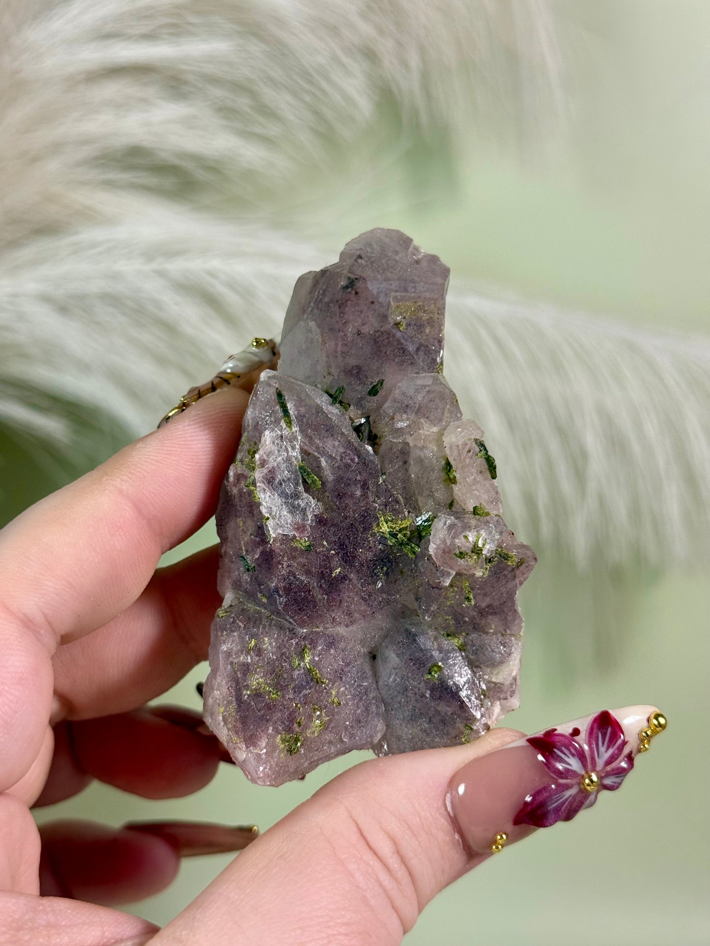 Strawberry super 7 amethyst with epidote.