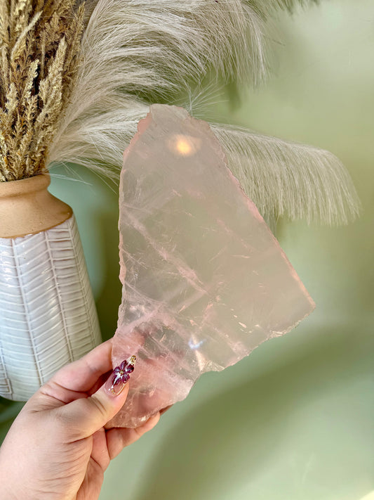 Mozambique rose Quartz slab.