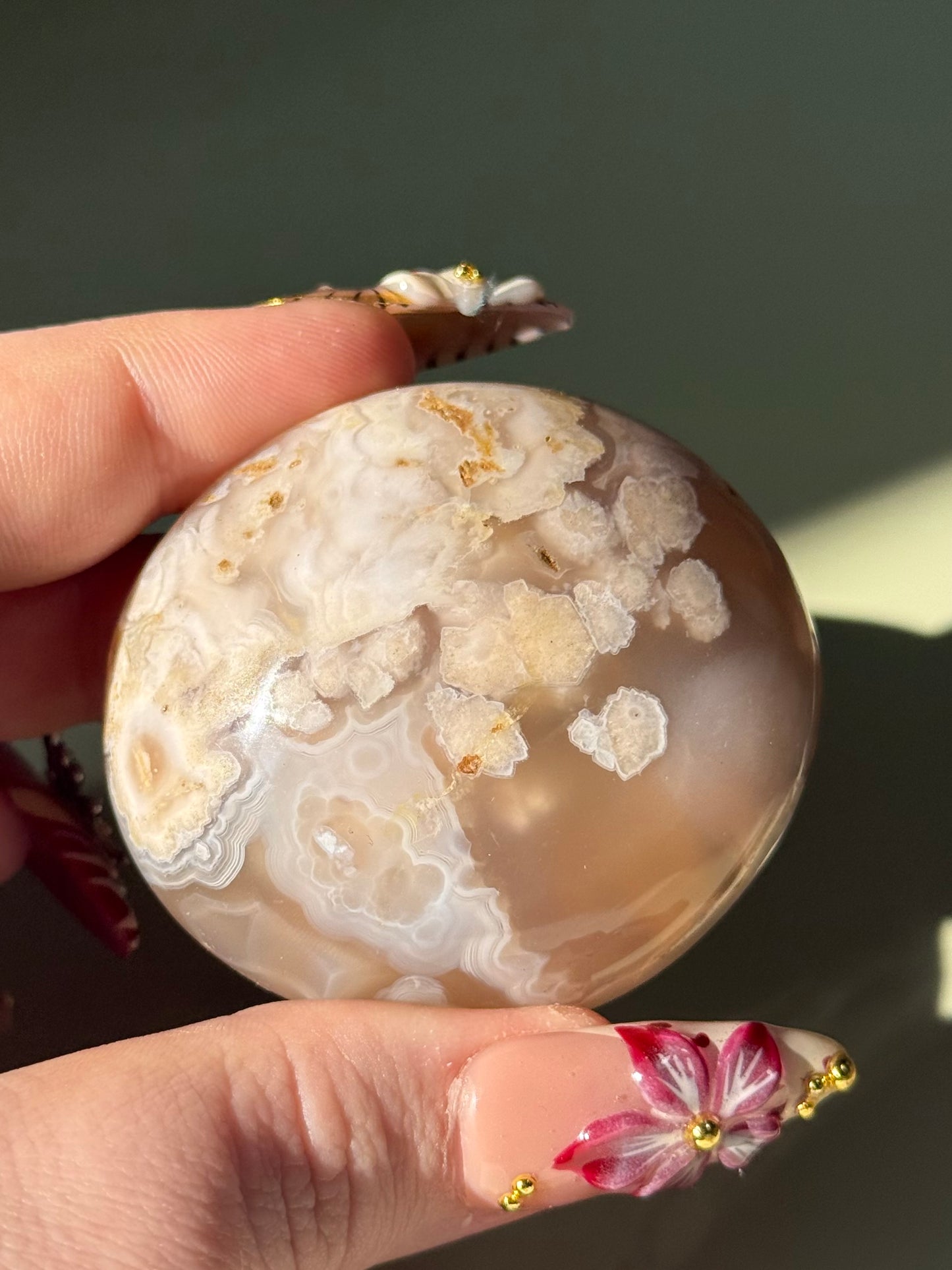 Flower Agate Palm Stone.