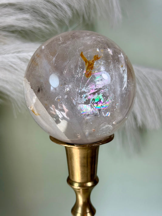 Clear Quartz sphere. “Crystal ball.”