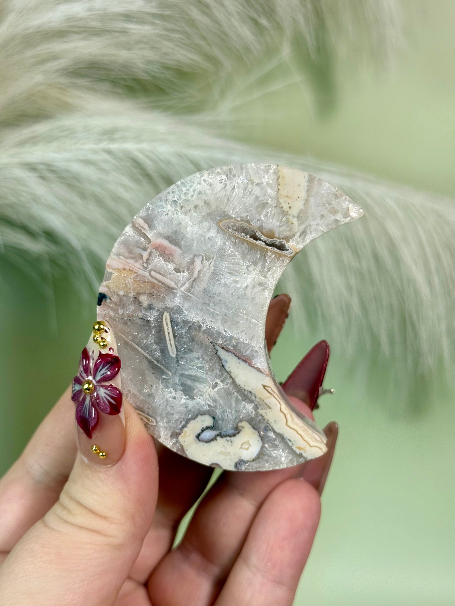 Brazil Agate Quartz moon.