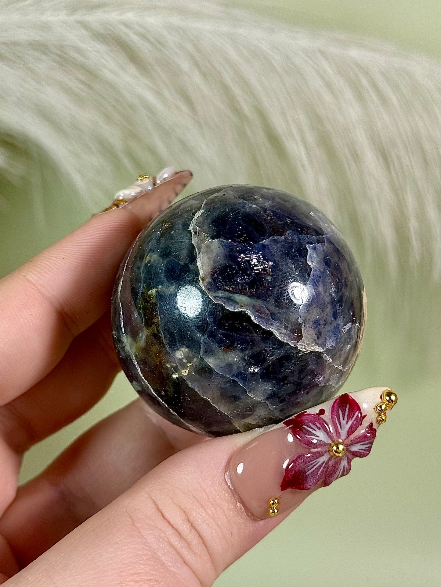 Iolite sunstone sphere.