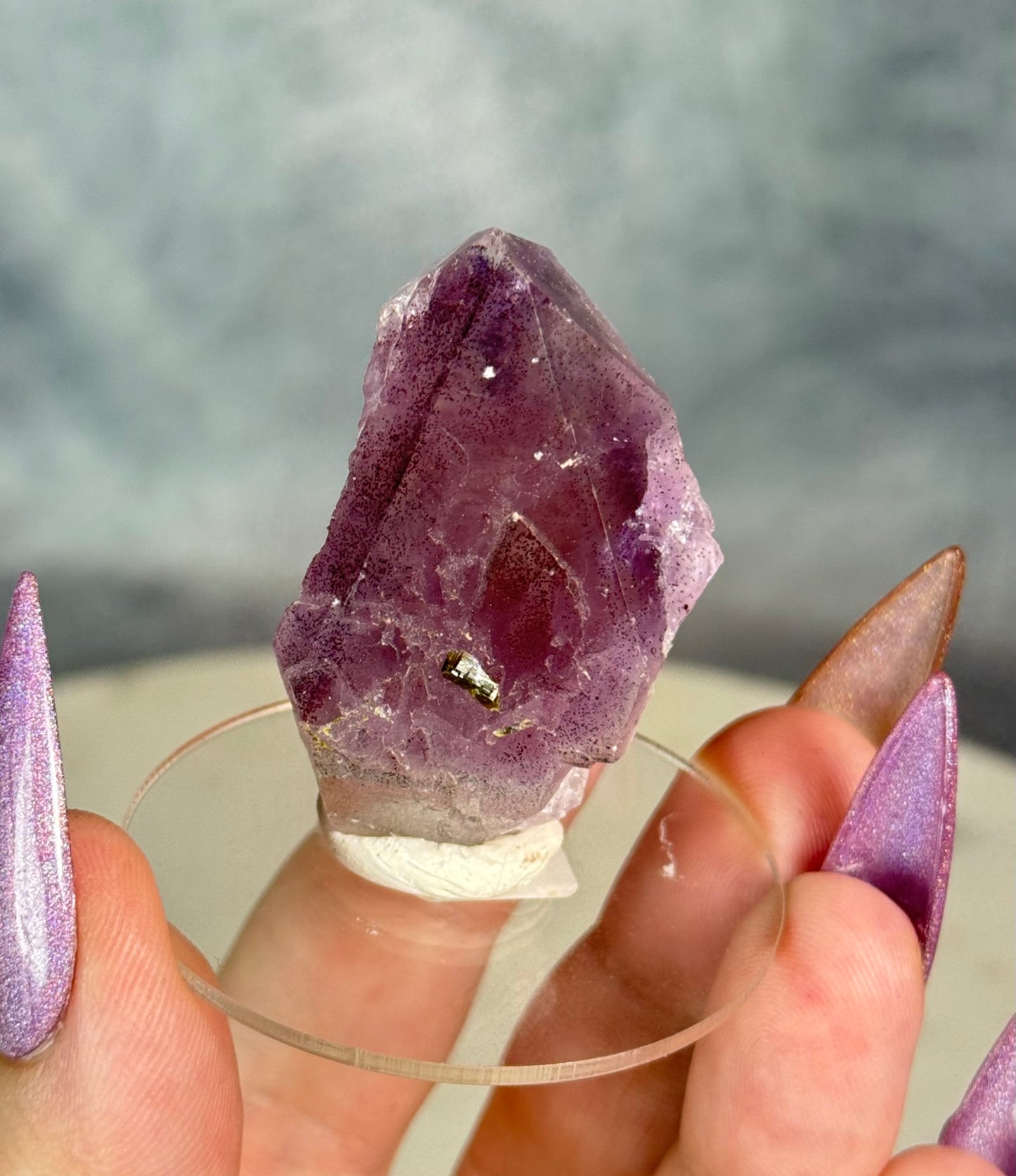 Super 7 Strawberry Amethyst Garden Quartz with Epidote. From Sichuan.