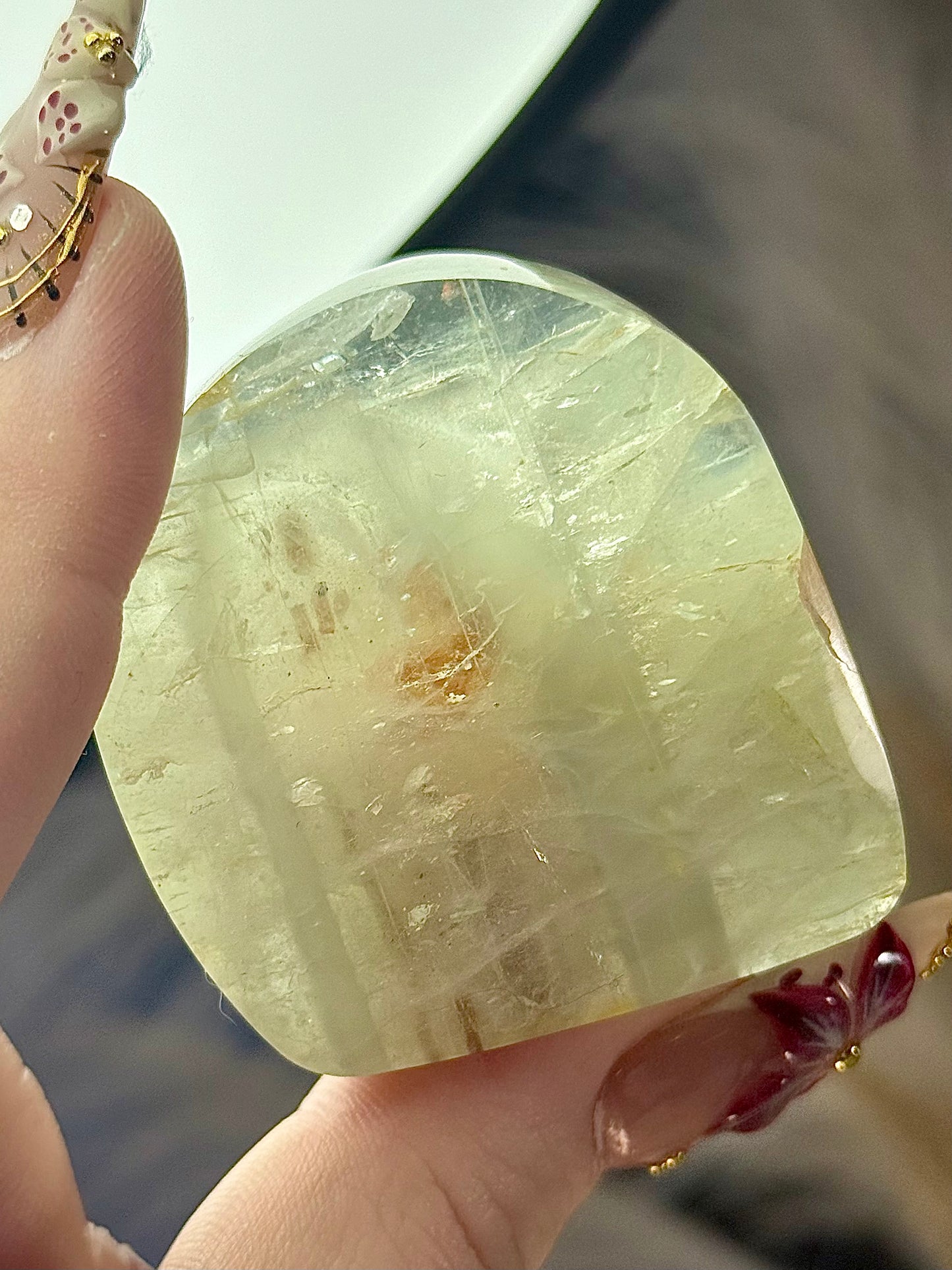 Rainbow filled Aquamarine freeform from Brazil.