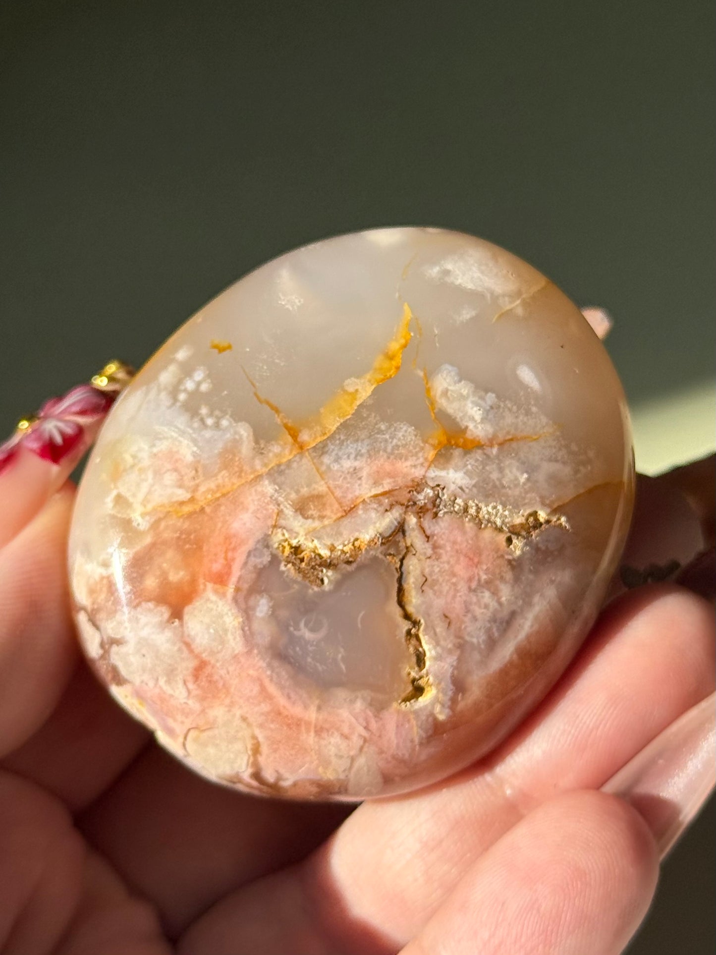 Flower Agate Palm Stone.