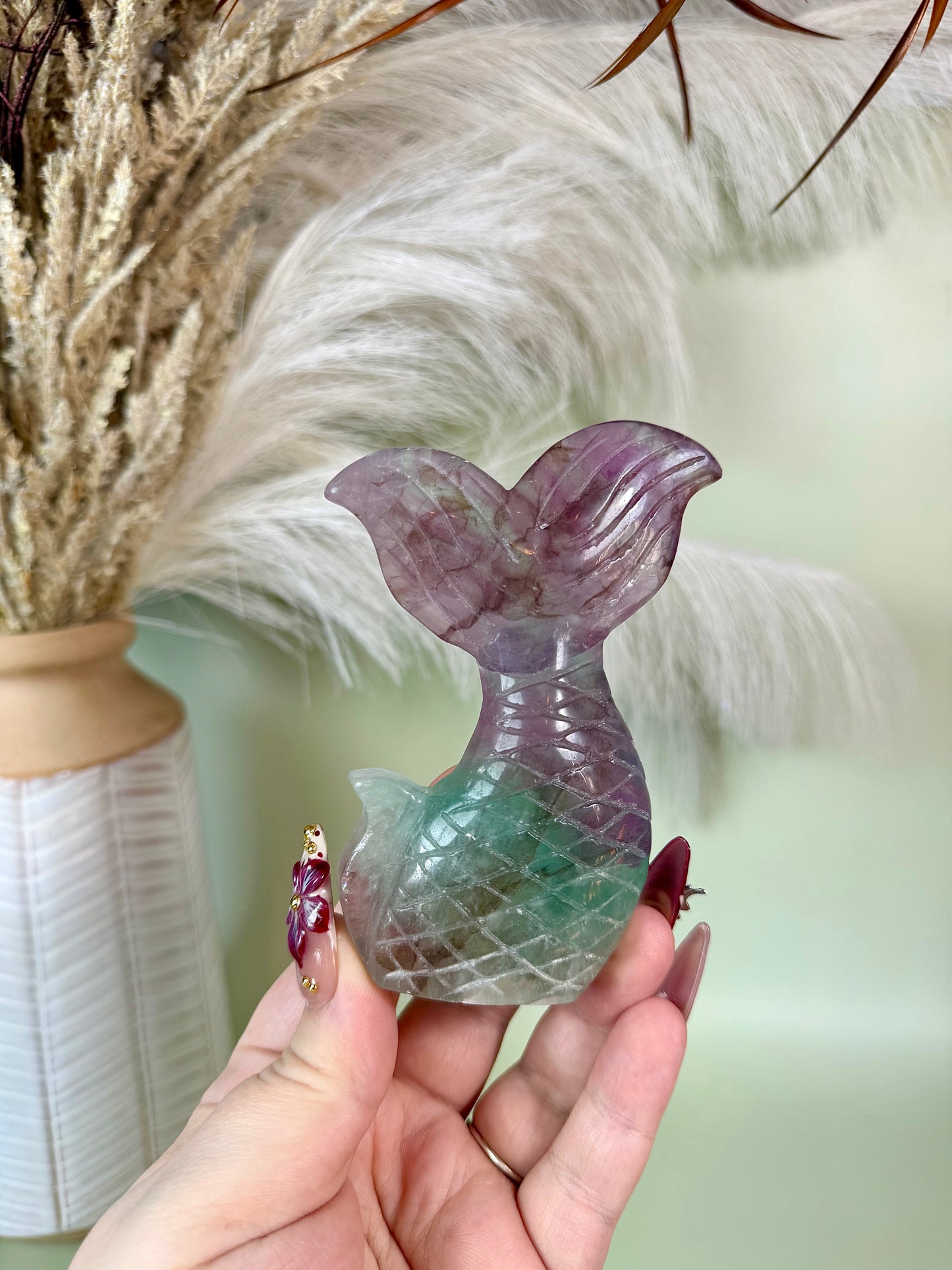 Kelp fluorite mermaid tail.