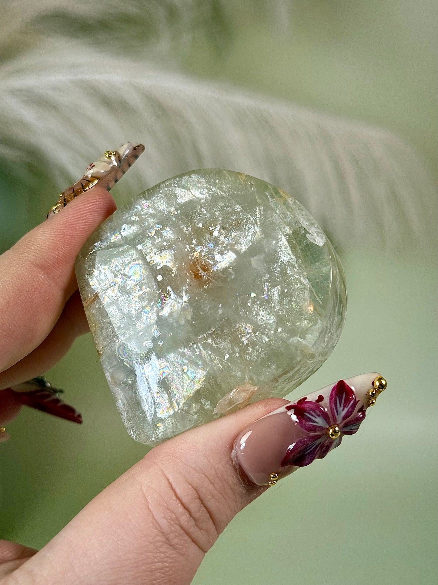 Rainbow filled Aquamarine freeform from Brazil.