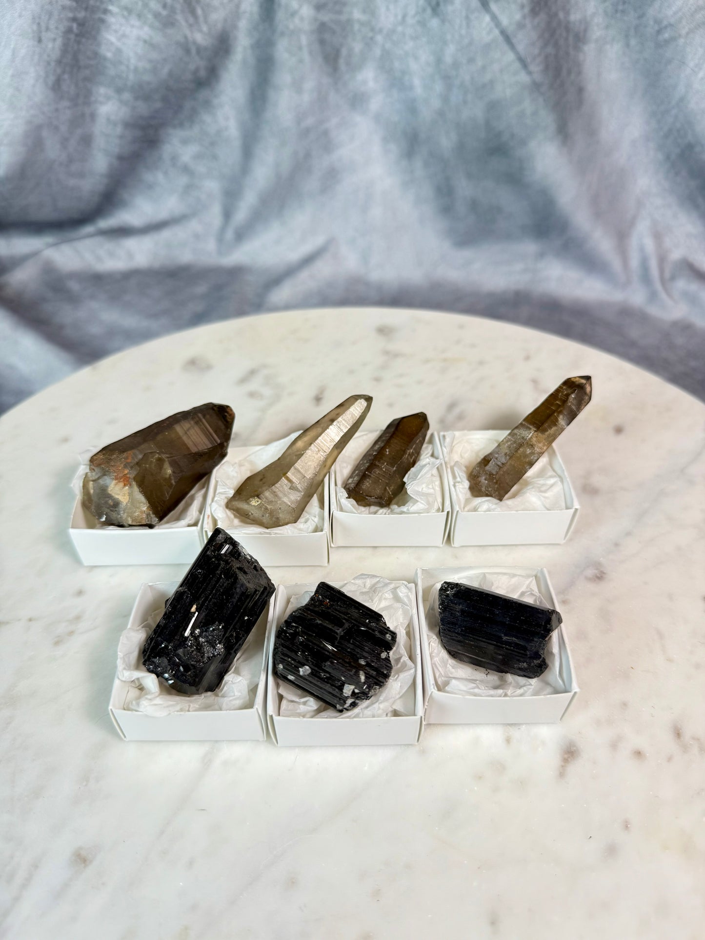 Reserved for cemeterybby. Wholesale lot of Smoky Quartz wands & high grade Black Tourmaline.
