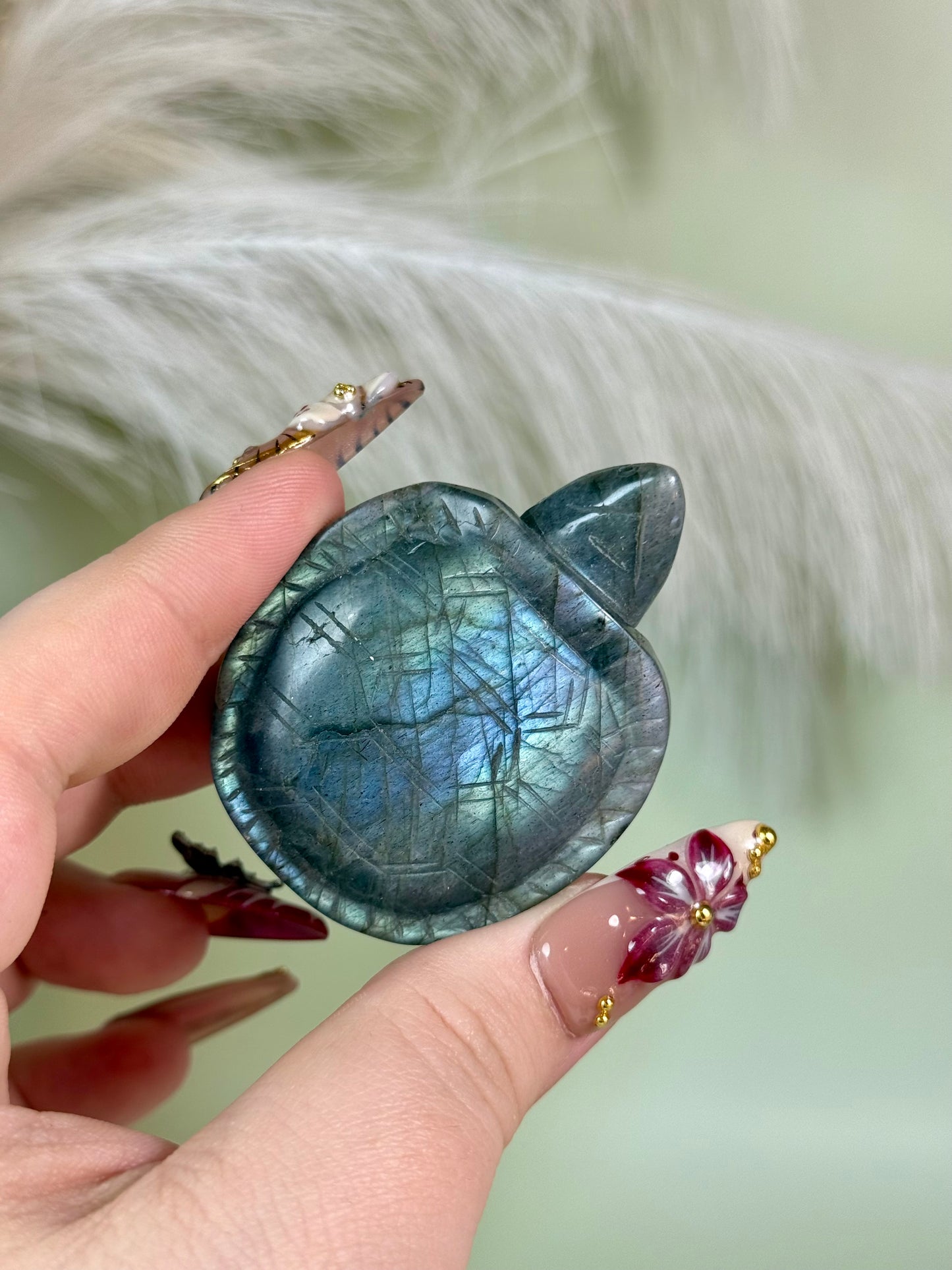 Teal & blue labradorite turtle.