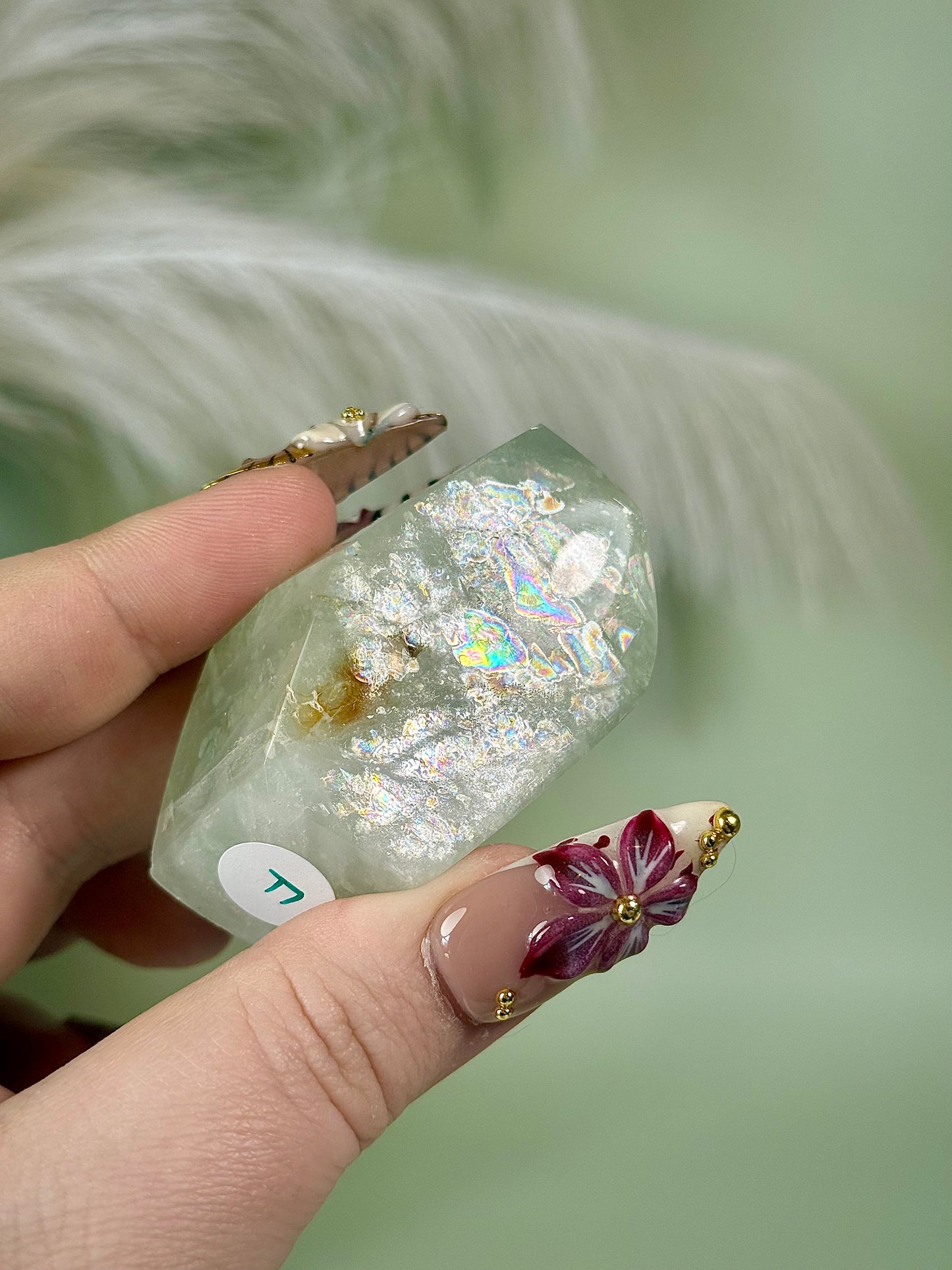 Rainbow filled Aquamarine freeform from Brazil.