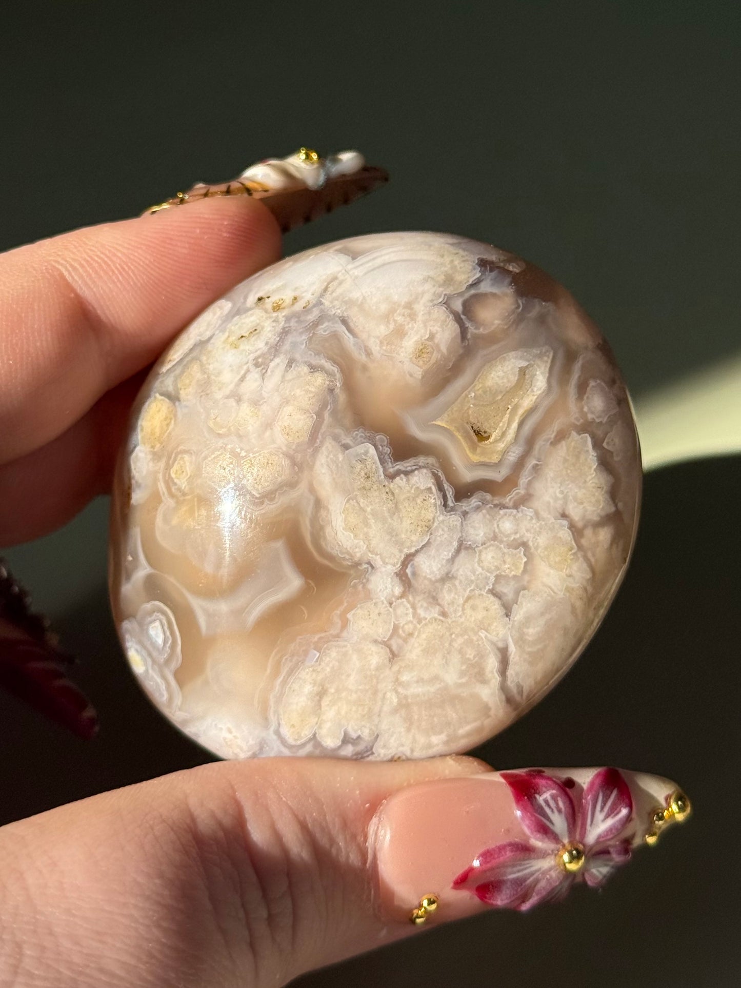 Flower Agate Palm Stone.