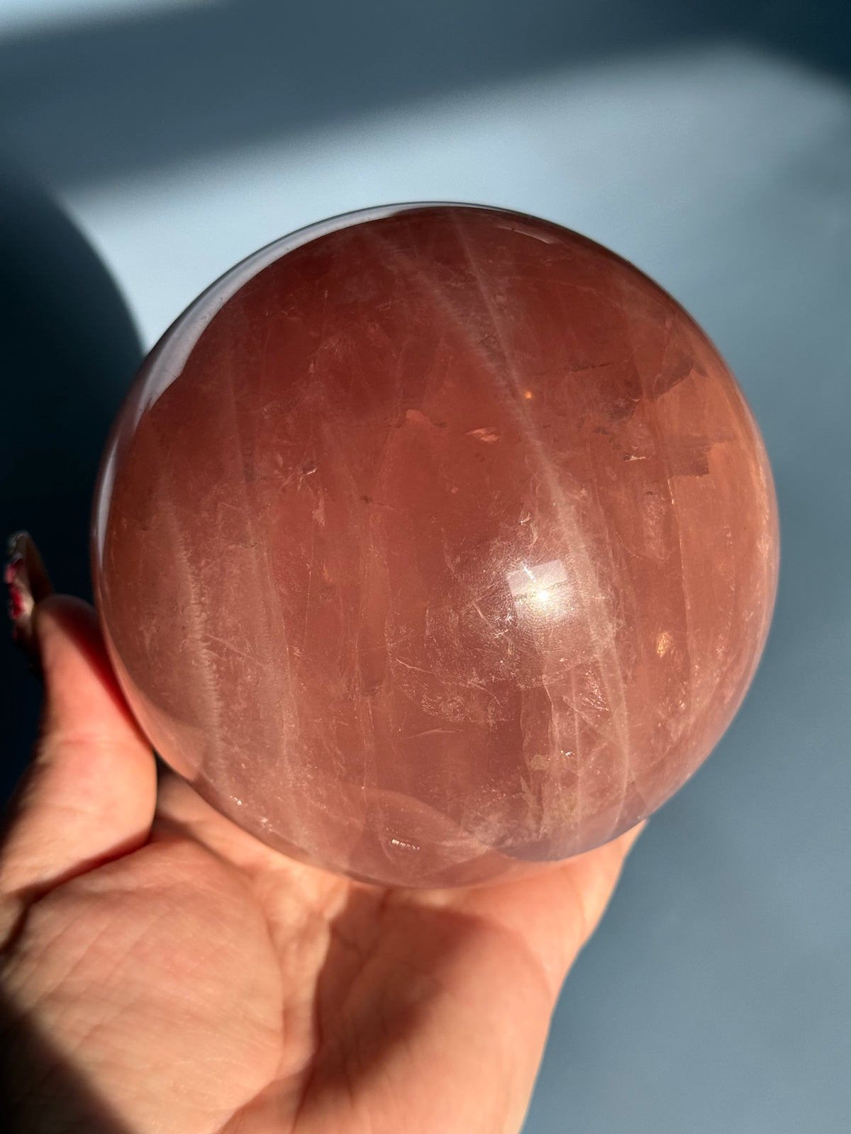 Steal deal! 5 lbs 112 mm deep pink/ lavender star rose quartz sphere.
