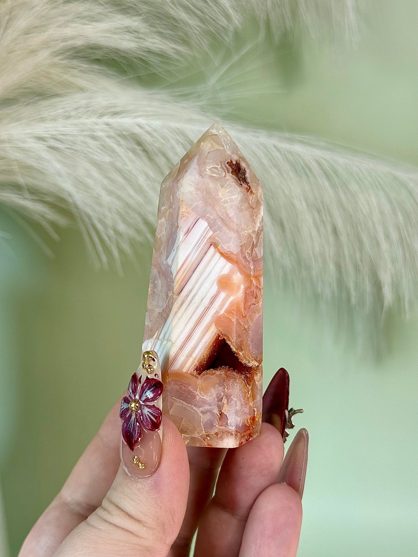 Unique flower agate tower.